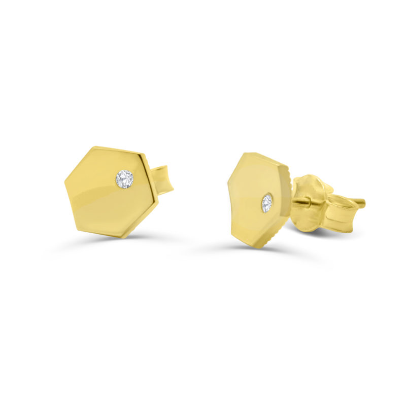 Ohrstecker Gold Hexagon