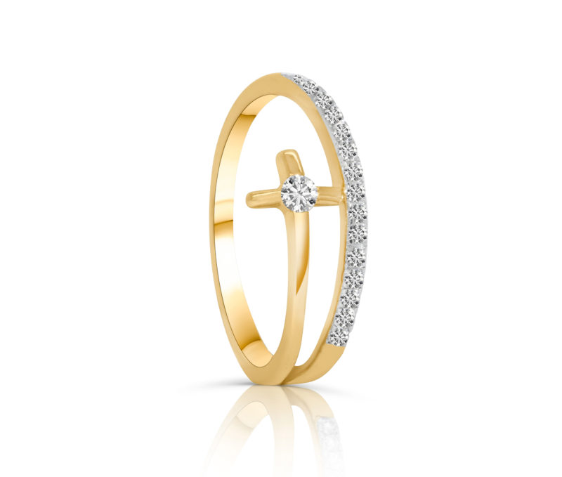 Gold Ring Kreuz mit Steinen